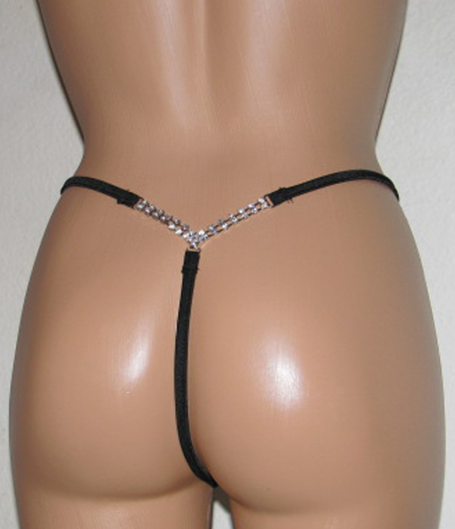 Back view of g-string wiith rhinestones.