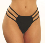 Black triple strap thong for women