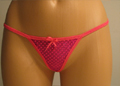 Pink shiny thong with sparkles.
